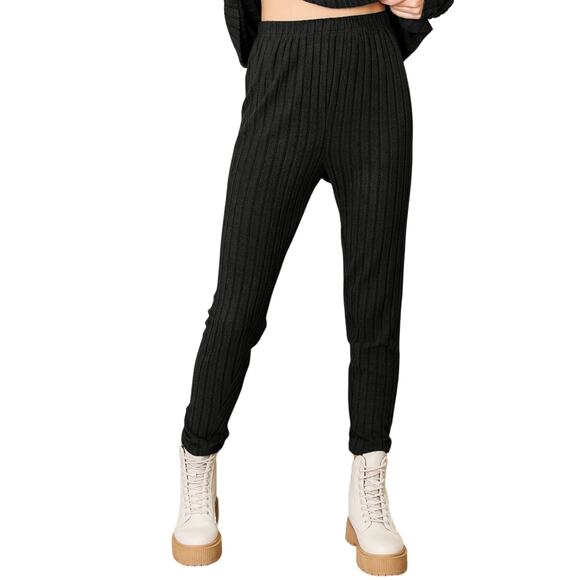 BASIC BAE Plus Black 2 Piece Notched Long Sleeve Top Pants Set Plus Size NEW 3XL - Picture 2 of 8